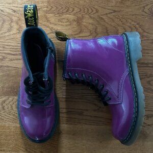 Dr. Marten 1460 Boot Youth Kid EU 34 US 3 Patent Leather Lace Up Purple Plum UK2